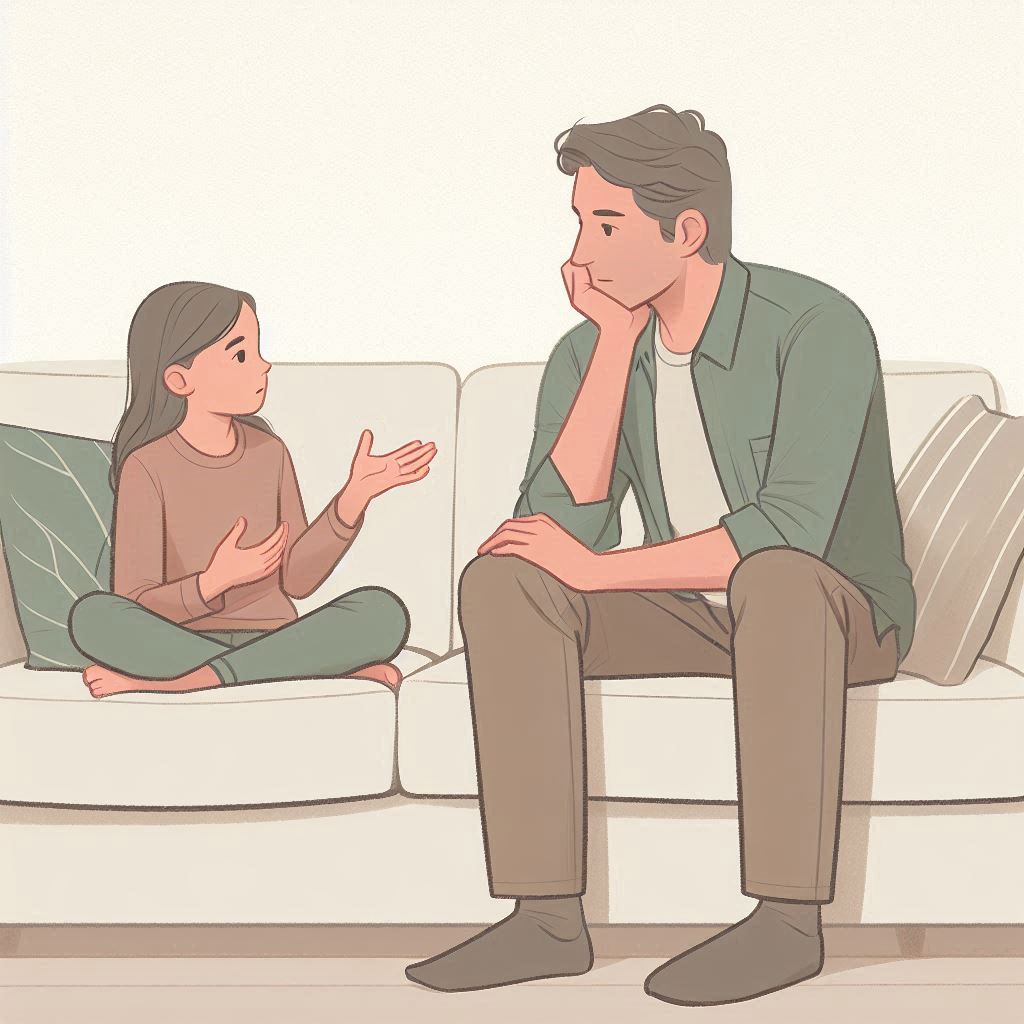 Parent Listening to Child on Couch