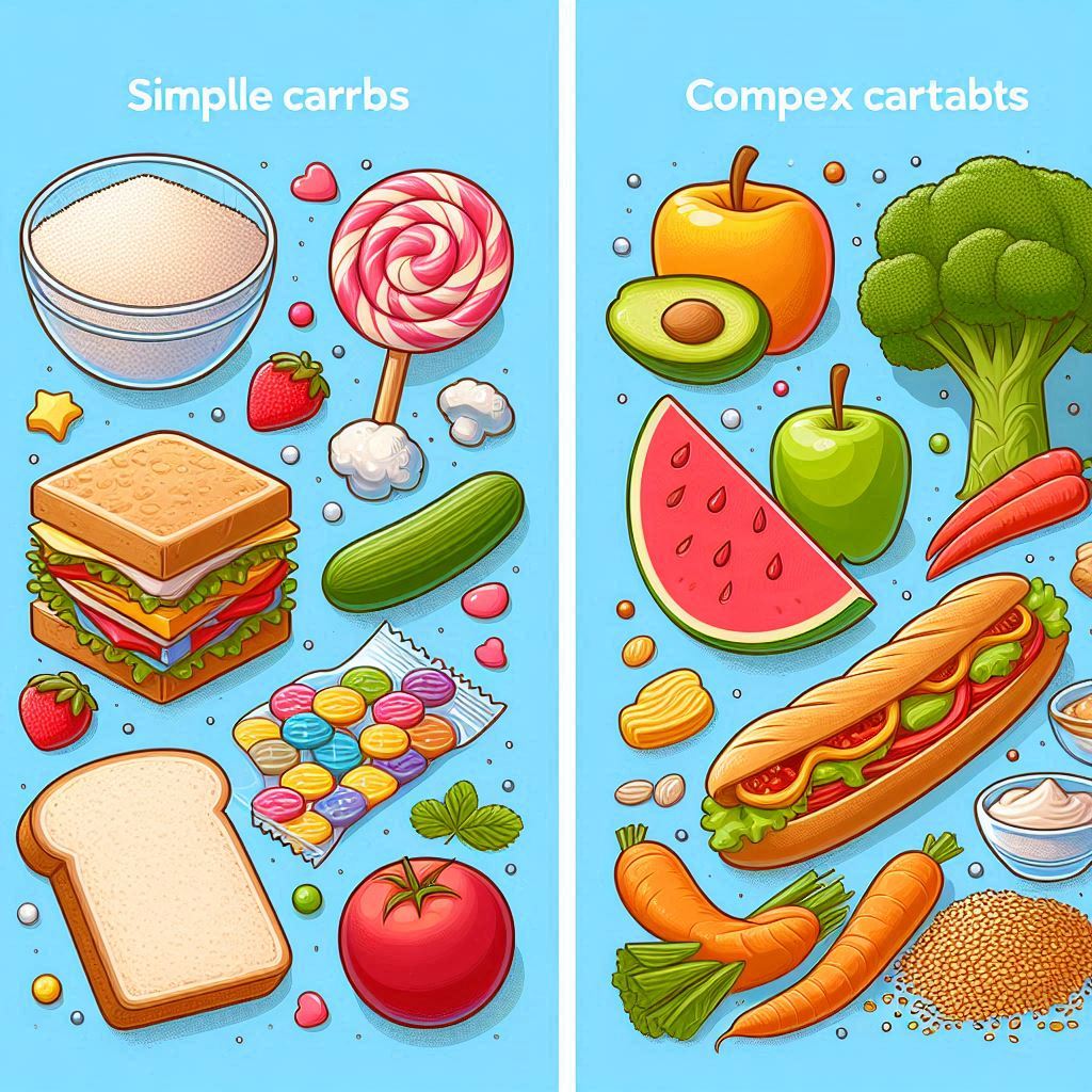 A-comparison-between-simple-and-complex-carbohydrates-showing-foods-like-candy-and-white-bread-for-simple-carbs-and-whole-grains-and-vegetables